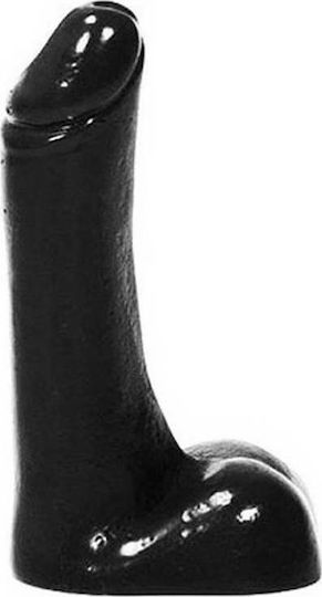 All Black Microdick Realistisches Dildo mit Hoden und Saugnapf Schwarz 9cm