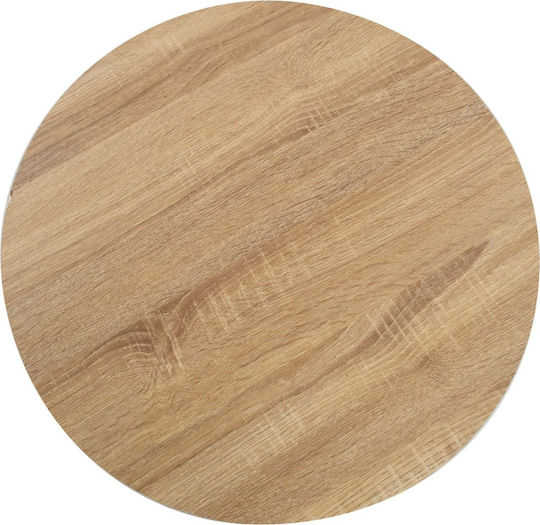 Bistro Round Kitchen Table Wooden with Metal Frame Open Brown 80x80x75cm