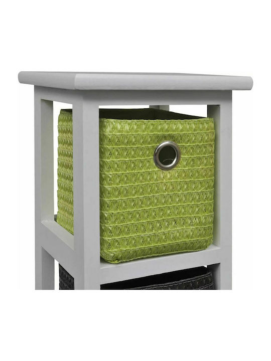 Drawers Storage Made of Wood & Fabric with 4 Drawers White L20xW20xH80cm