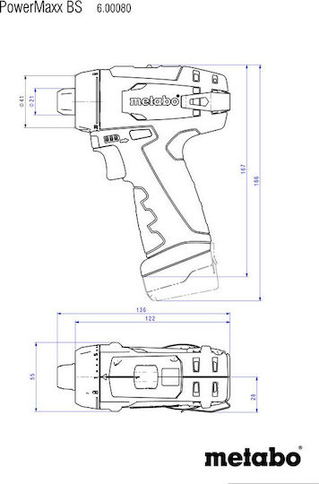Metabo PowerMaxx BS Basic Δραπανοκατσάβιδο Μπαταρίας 12V 2x2Ah