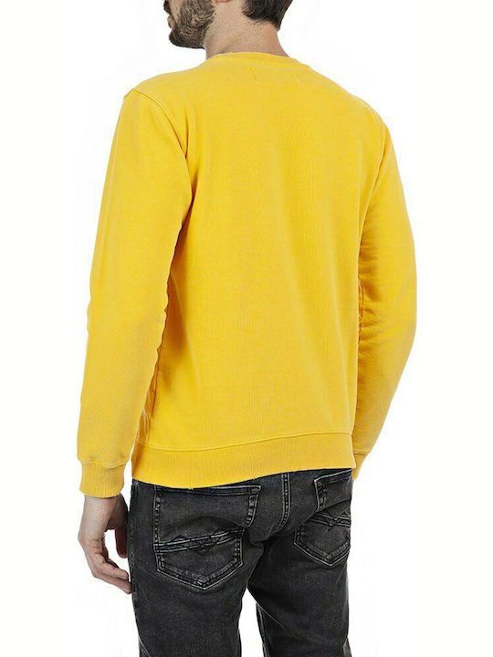 Replay Herren Sweatshirt mit Kapuze und Taschen Gelb