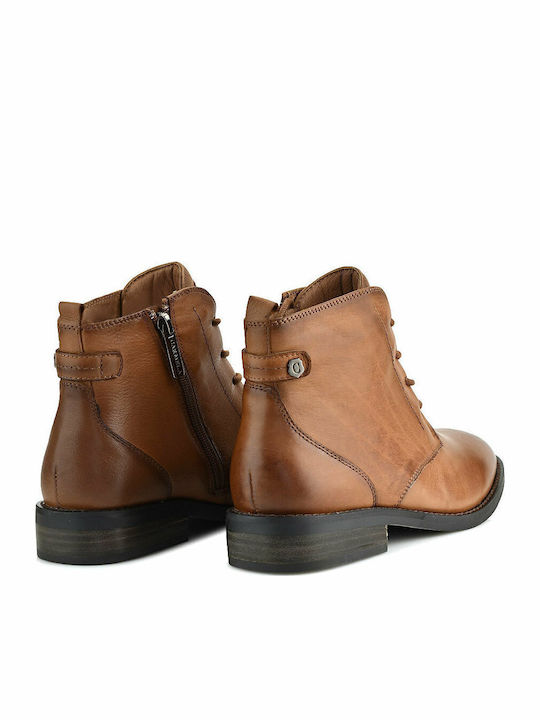 Leder Stiefeletten Damen Camel