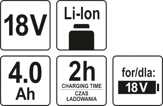 Yato Baterie Unealtă Litiu 18V cu Capacitate 4Ah