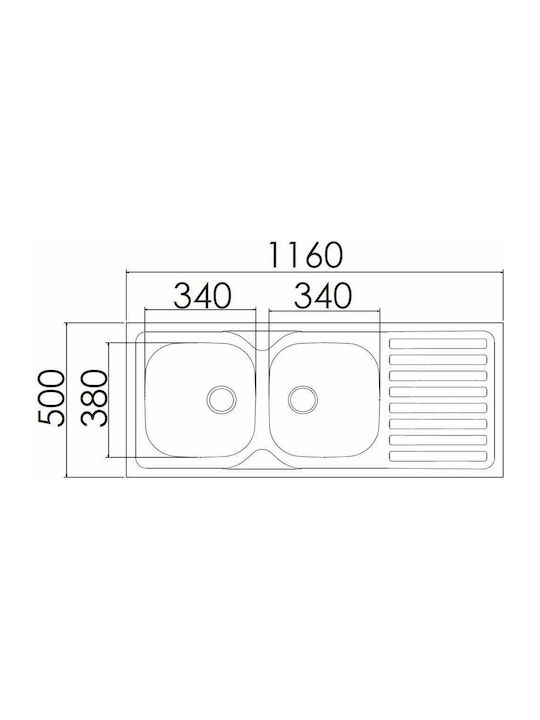 Excel Estia 720CM2000 Ένθετος Νεροχύτης Inox Σατινέ Μ116xΠ50cm Ασημί