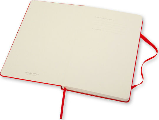 Moleskine Classic Hard Cover Тетрадка 192 Листа A6 с Бели Страници и Ластик Червен