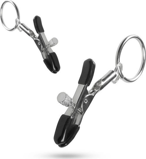 Easytoys Metal Nipple Clamps with Ring Σφιγκτήρες Θηλών σε Ασημί Χρώμα