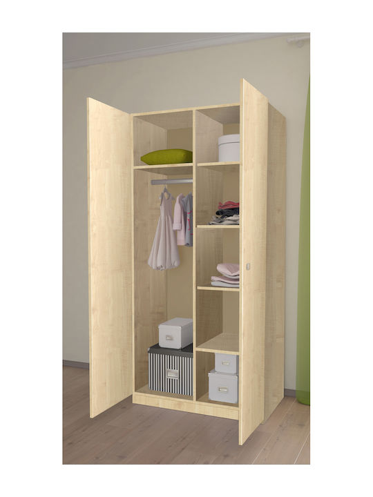 Simple Zwei Türen Schrank Natural 89.8x51.6x190cm
