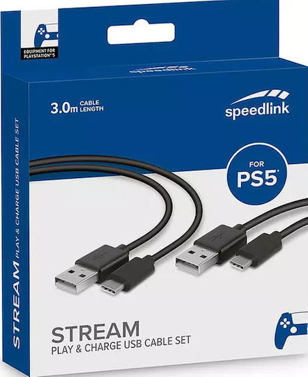 SpeedLink Cable Stream Play & Charge for PS5 In Black Colour