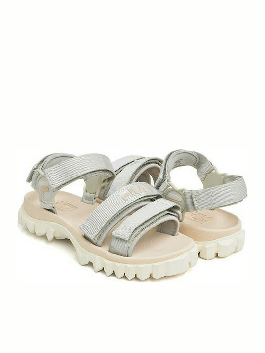 Fila Yak Women's Flat Sandals Sporty Flatforms In Silver Colour