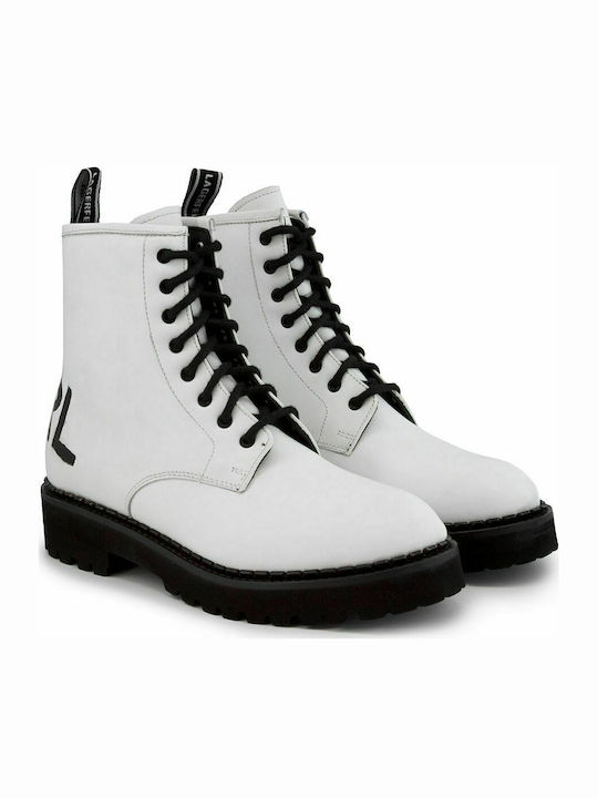 Karl Lagerfeld Leather Women's Ankle Boots White KL45450-011