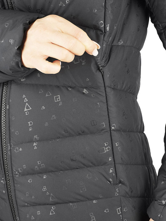 Tranzition Women's Short Puffer Jacket for Winter with Hood Black