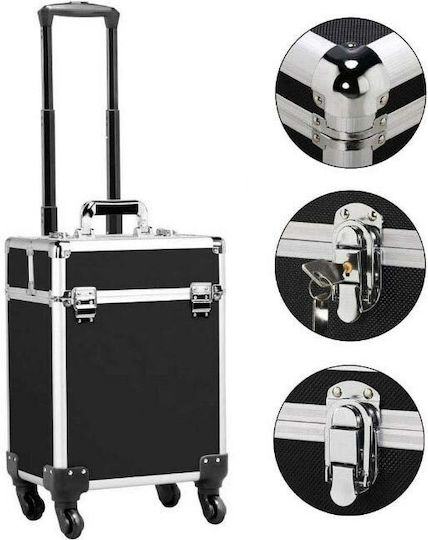 Timeless Tools Metallic Cosmetic Case Wheeled Black H43.5xW23.5xD33cm