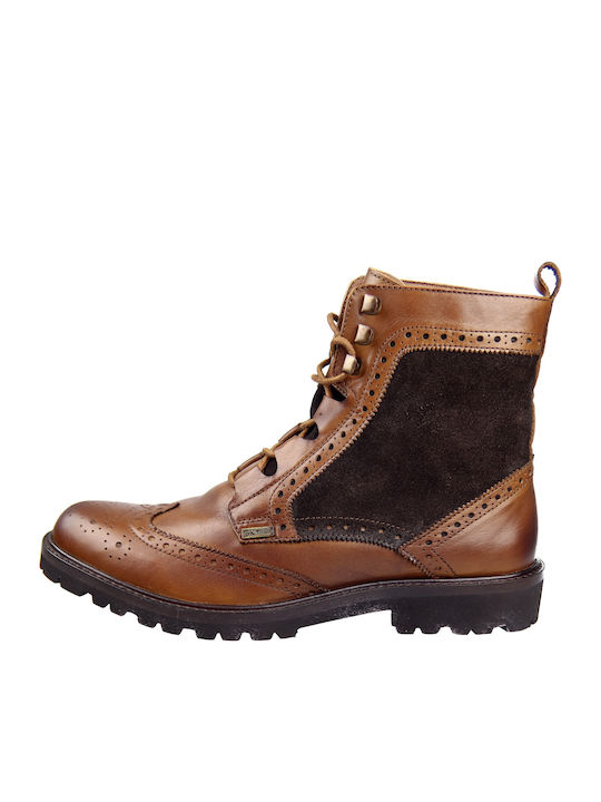 GK Uomo Lontras Men's Leather Military Boots Tabac Brown