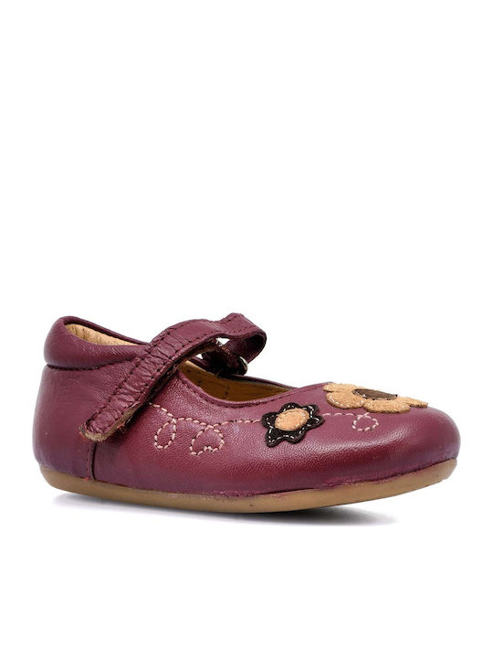 PAPISTAS KIDS BALLERINAS FOR GIRL BURGUNDY LEATHER