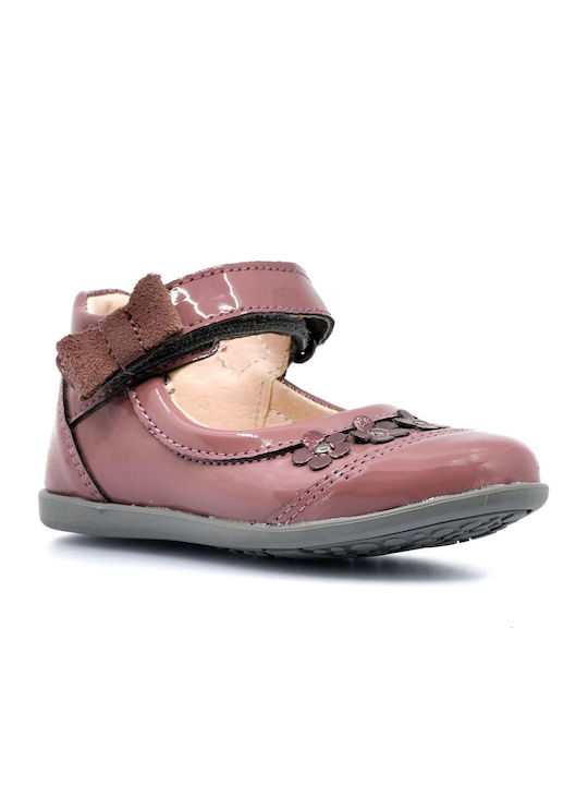 PAPISTAS KIDS BALLERINAS FOR GIRL PINK SYNTHETIC PATENT LEATHER