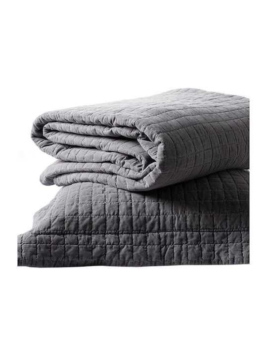 Silk Fashion Stonewashed Σετ Κουβερλί Υπέρδιπλο Βαμβακερό Grey 220x240cm 3τμχ