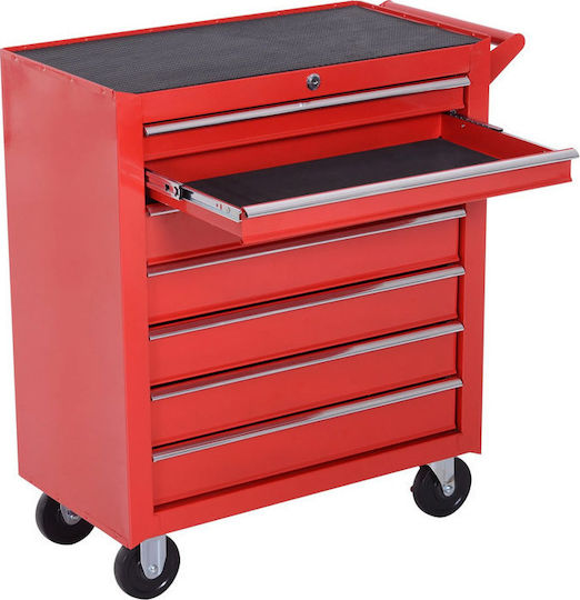 Durhand Rollbar Metallisch Werkzeugkiste B69xT33xH75cm Trolley-Toolbox mit 7 Schubladen