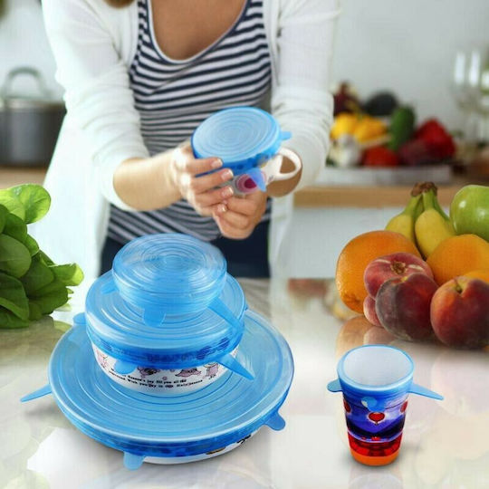Bruno Container Cover made of Silicone in Blue Color BRN-0044 6pcs