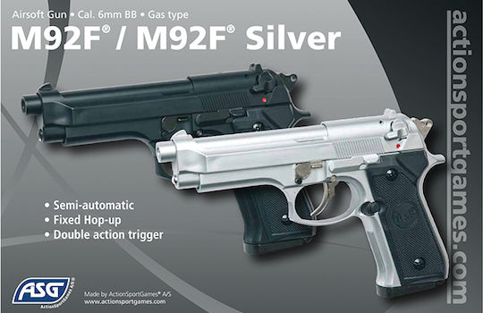 Asg Аеропистолет Газов M92F Silver 6мм