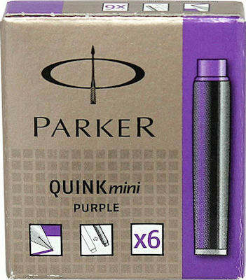 Parker Ανταλλακτικό Μελάνι για Πένα σε Μωβ χρώμα 6τμχ