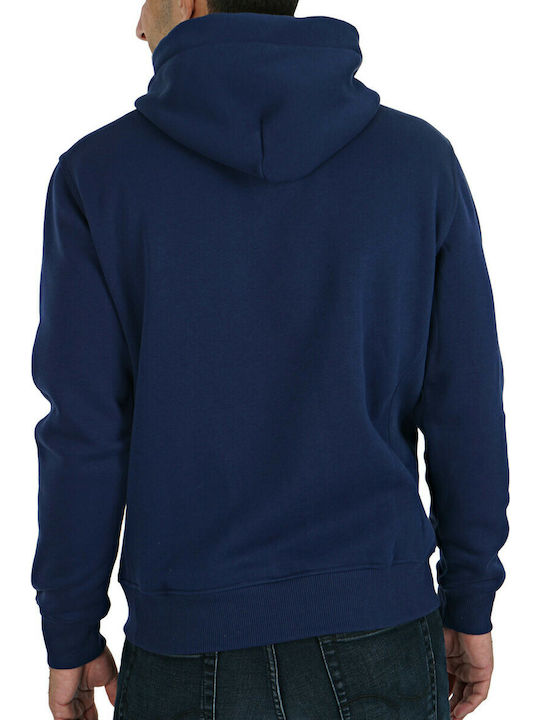 G-Star Raw Varsity Felt Men's Sweatshirt with Hood and Pockets Navy