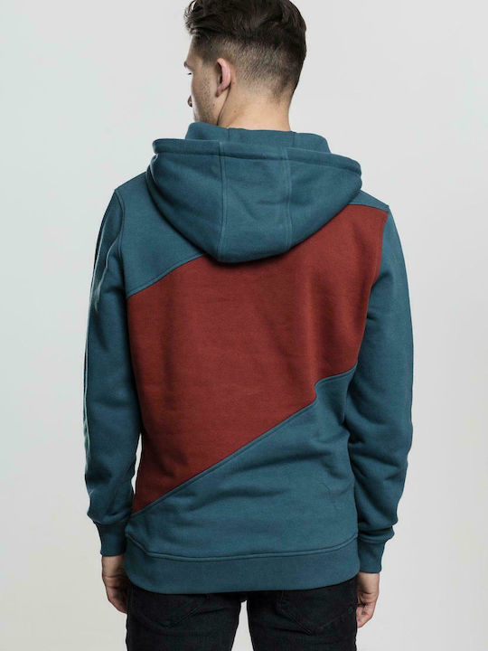 Urban Classics Herren Sweatshirt mit Kapuze und Taschen Teal/Rusty/Army Green