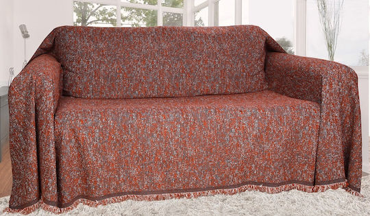 Mc Decor Malta Ριχτάρι Τετραθέσιου Καναπέ Chenille 180x350εκ. Κεραμιδί