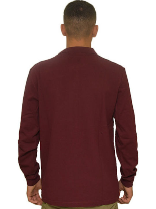 Paco & Co Bluza Bărbătească cu Mânecă Lungă Polo Burgundy