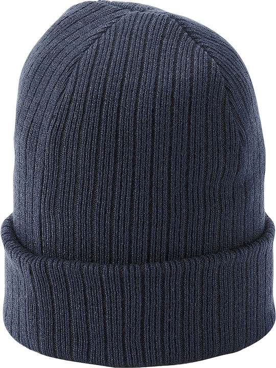 Beanie Ανδρικός Σκούφος με Rib Πλέξη σε Navy Μπλε χρώμα