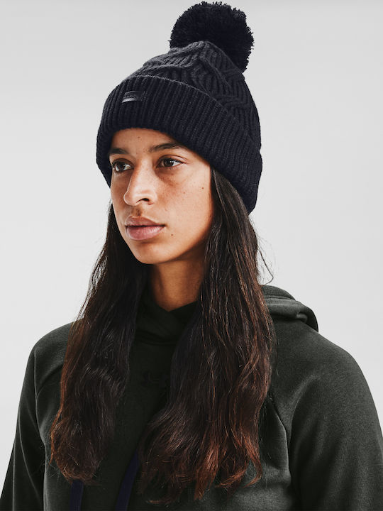 Around Town Pom Pom Beanie Unisex Σκούφος Πλεκτός σε Μαύρο χρώμα