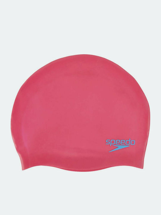 Speedo Plain Moulded Silicone Kids Swimming Cap Pink