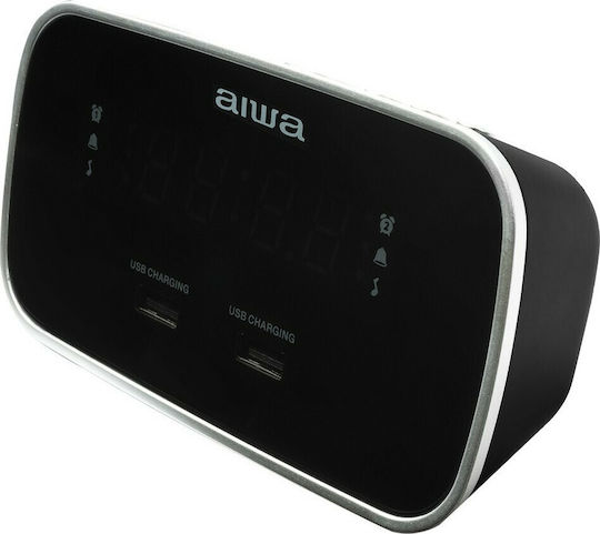 Aiwa Ceas De Masă Digital Led Cu Ceas Deșteptător Și Radio Negru CRU-19BK