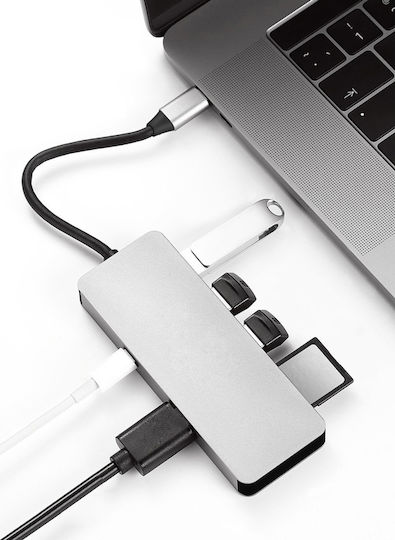 Platinet USB-C Докинг станция с HDMI 4K PD Сребрист (PMMA9822)