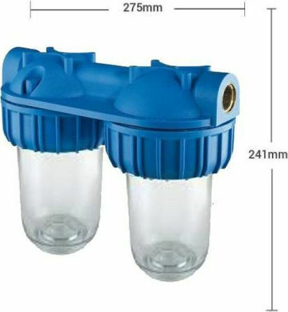 Atlas Filtri Junior Duplex 3P AFO SX AS Water Filtration System Double Under Sink / Central Supply Micron 3/4''