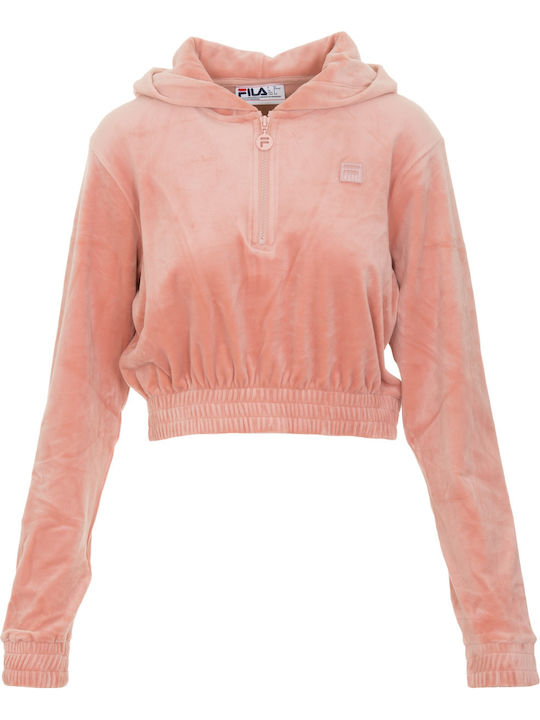 Aaral Gekürzt Damen Sweatshirt Samt Kapuzen Rosa