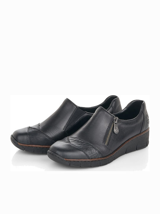 Ανατομικά Γυναικεία Slip-On Δερμάτινα Μαύρα