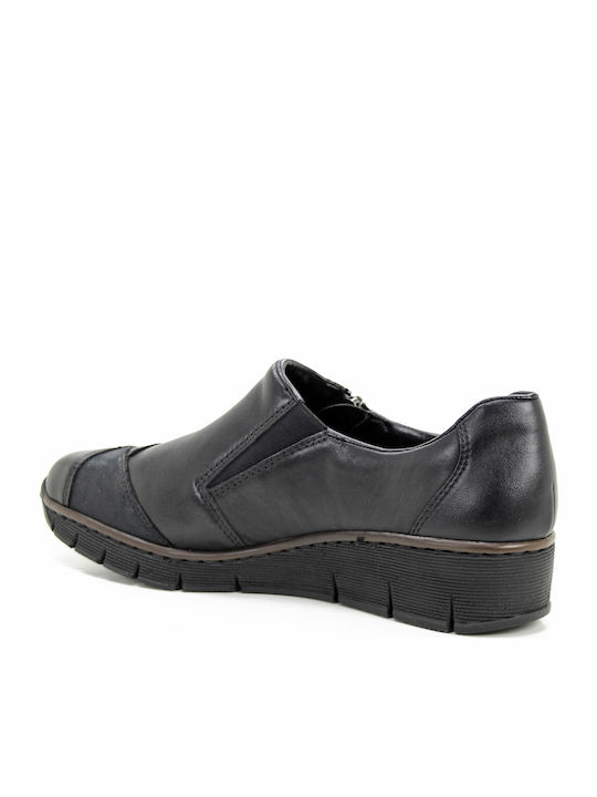 Ανατομικά Γυναικεία Slip-On Δερμάτινα Μαύρα