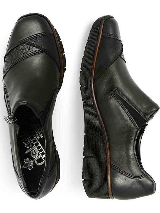 Ανατομικά Γυναικεία Slip-On Δερμάτινα Μαύρα