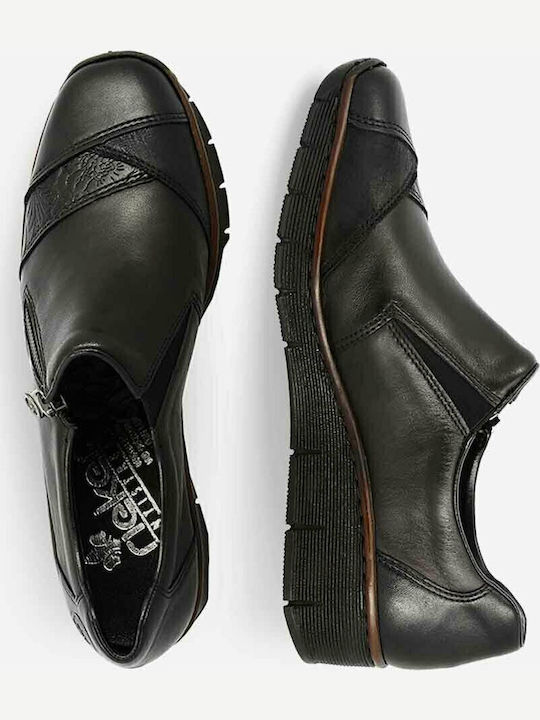 Ανατομικά Γυναικεία Slip-On Δερμάτινα Μαύρα