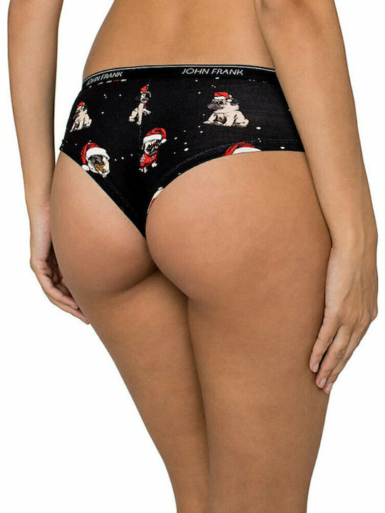 John Frank Baumwolle Damen Slip Christmas Pug