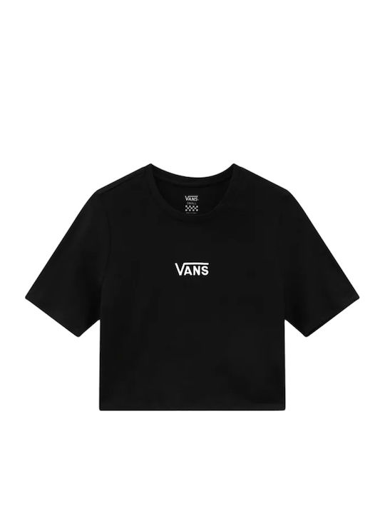 Flying V Γυναικείο Αθλητικό Crop Top Κοντομάνικο με V Λαιμόκοψη Μαύρο
