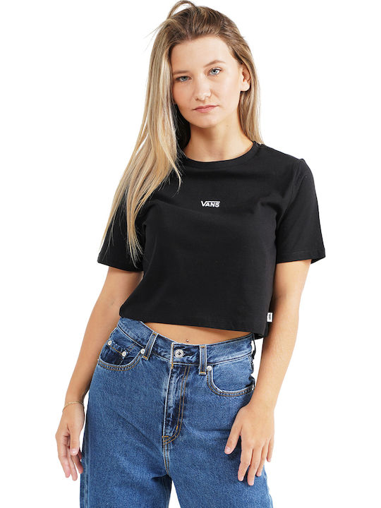Flying V Γυναικείο Αθλητικό Crop Top Κοντομάνικο με V Λαιμόκοψη Μαύρο