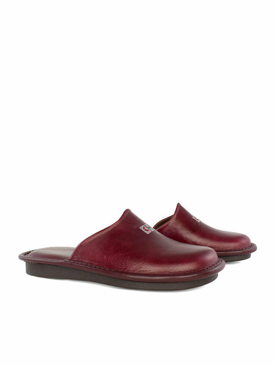 Men's Leather Slippers Red