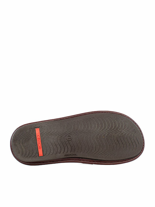 Men's Leather Slippers Red