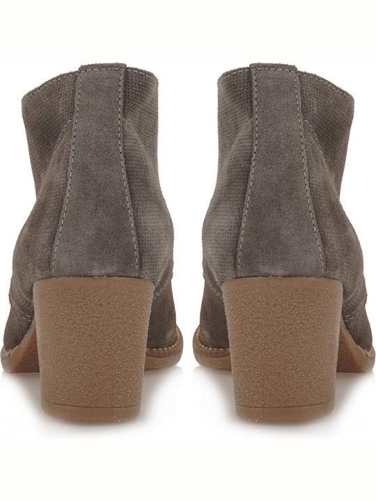 Suede Women's Ankle Boots with Medium Heel Gray