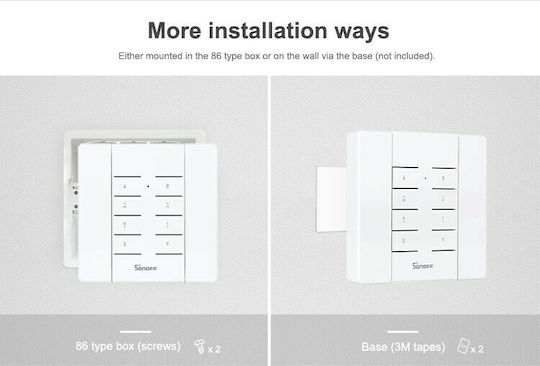 Sonoff RM433-BASE Βάση Στήριξης Διακόπτη 1 Θέσης για Remote Controller RM433 σε Λευκό Χρώμα 80043