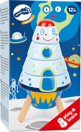 Small Foot Stacking Toy Stacking Pyramid Spaceship made of Wood for 12++ Months