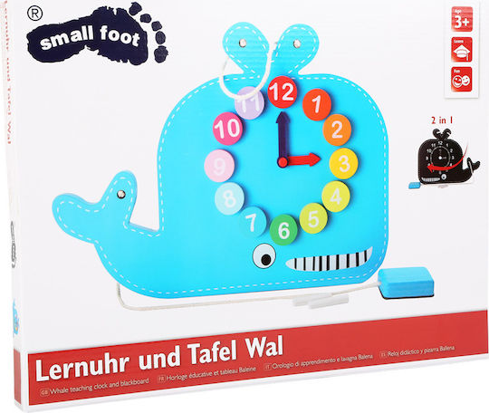 Small Foot Εκμάθηση Ρολογιού & Μαυροπίνακας Whale Εκπαιδευτικό Παιχνίδι Εκμάθησης Ώρας από Ξύλο για 3+ Ετών