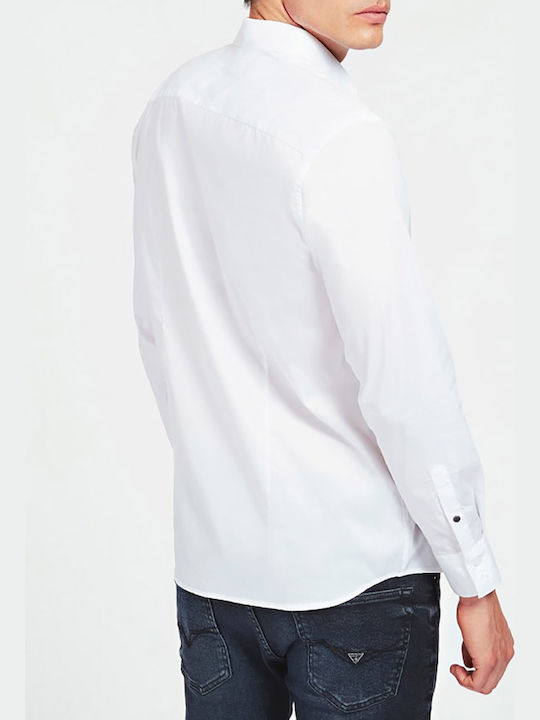 Guess Men's Shirt Long Sleeve Cotton White