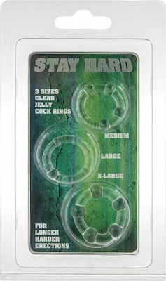 Seven Creations Stay Hard Cock Rings 3 piece Clear